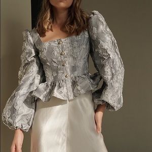 Abituworld jacquard Silver grey top